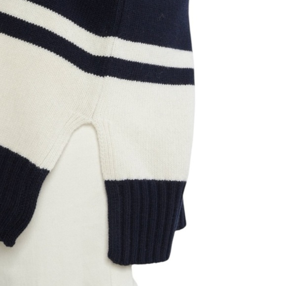 MAXMARA Nuraghe Striped V-Neck Knit Wool Sweater Navy Ivory Size M NEW - Picture 11 of 12